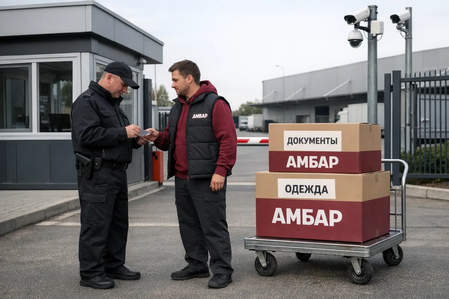 КПП на складе «Амбар»: охрана и видеонаблюдение 24/7 при приемке коробок на ответственное хранение